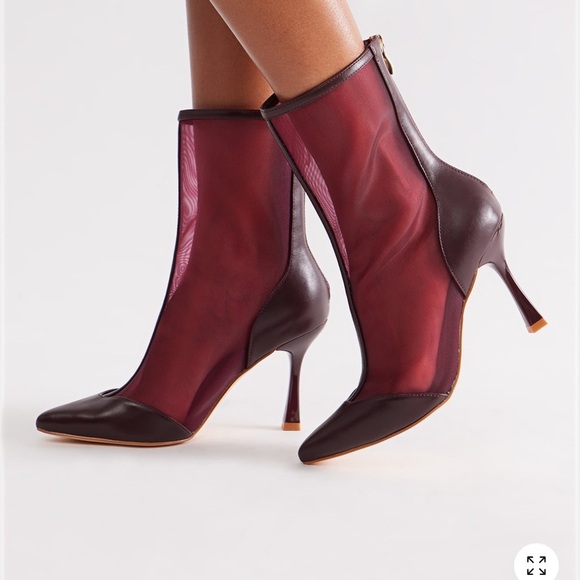 Fashion Nova Shoes - Fashion Nova Burgundy Mesh Heels